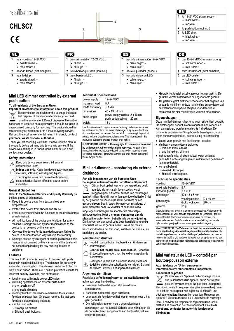 Imagen de la primera página del manual del dispositivo CHLSC7