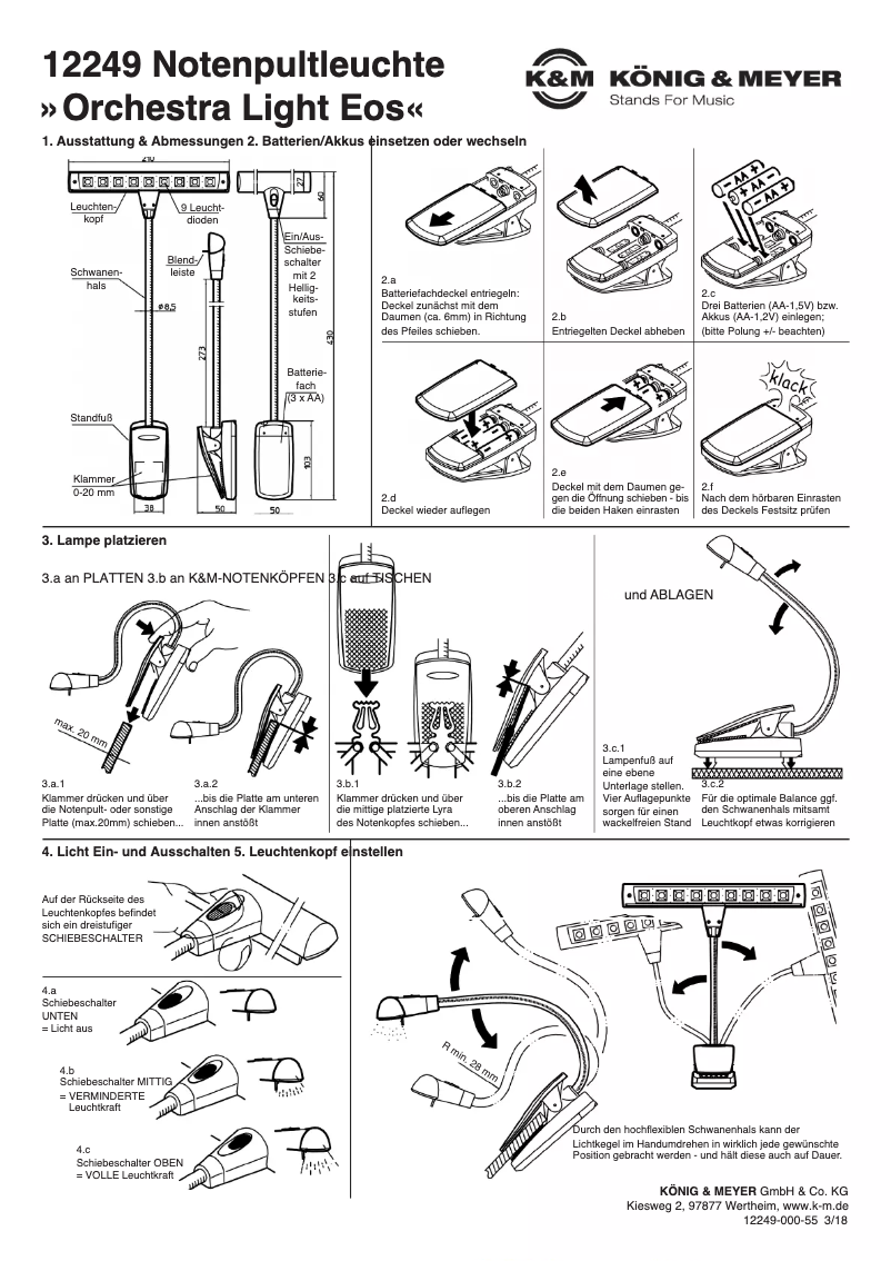 Page 1 de la notice Manuel utilisateur Konig & Meyer Orchestra Light Eos 12249