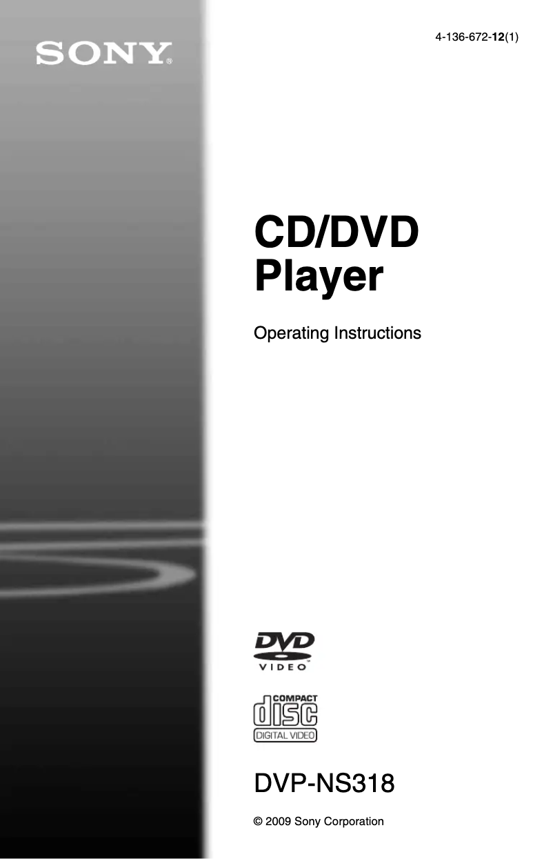 Page n°1 - Manuel utilisateur Sony DVP-NS318
