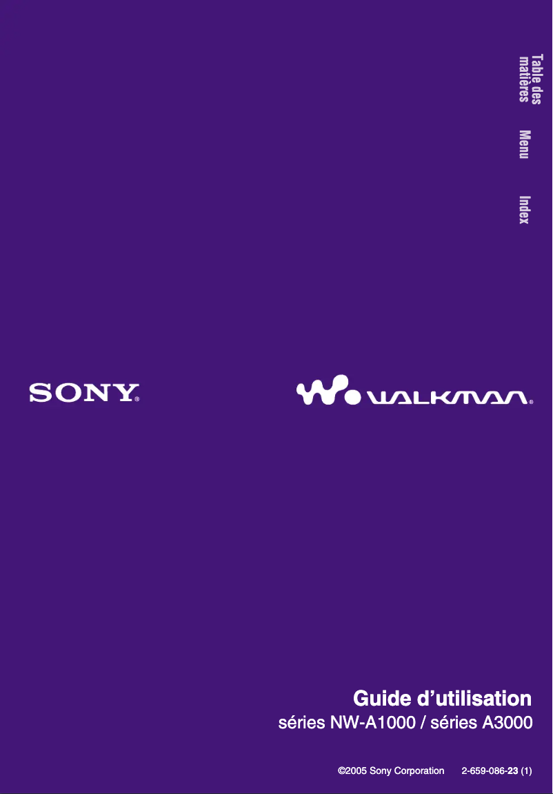 Page 1 de la notice Manuel utilisateur Sony NW-A1000