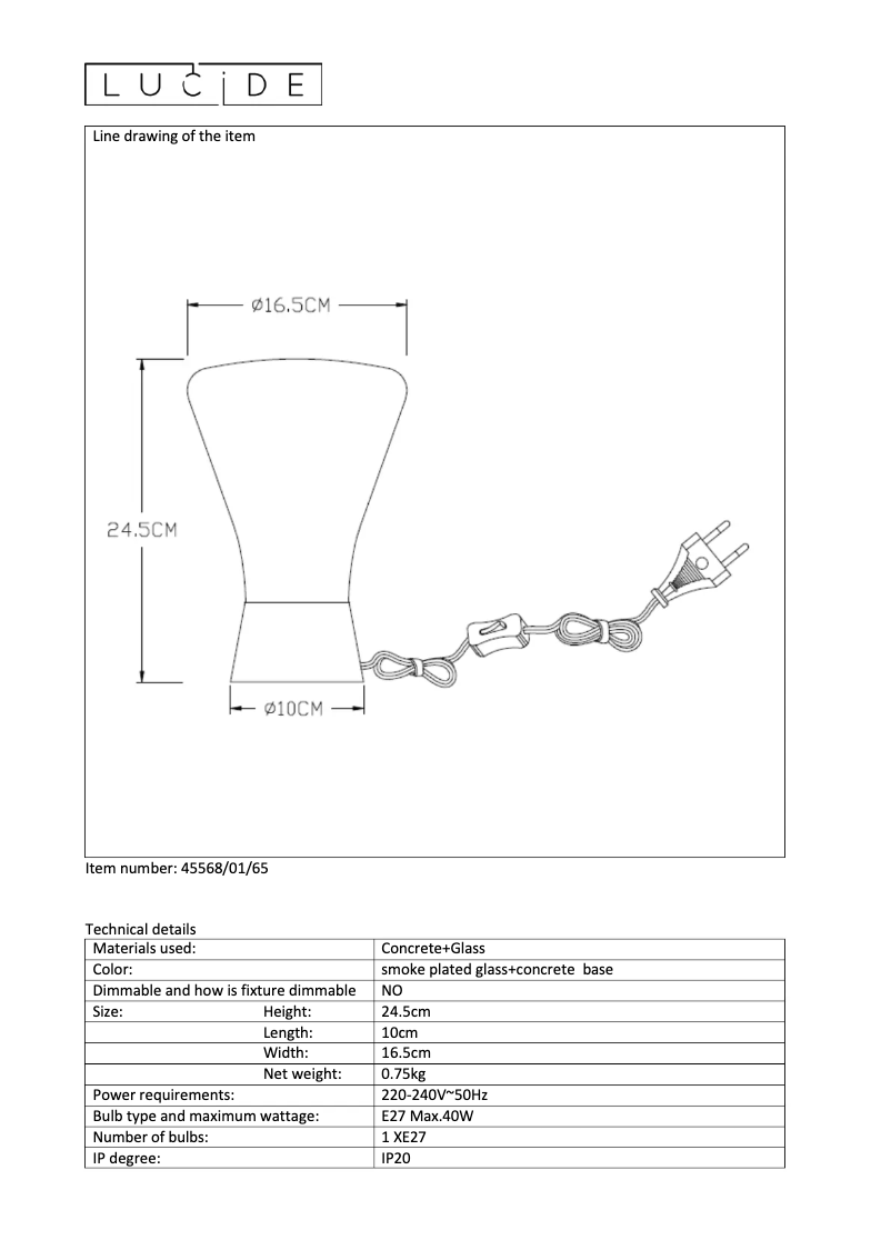 Page 1 de la notice Manuel utilisateur Lucide Barry 45568/01/65