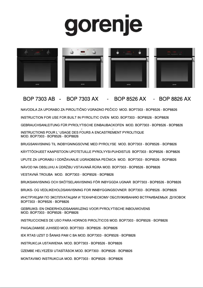 Page n°1 - Manuel utilisateur Gorenje BOP 7303AB