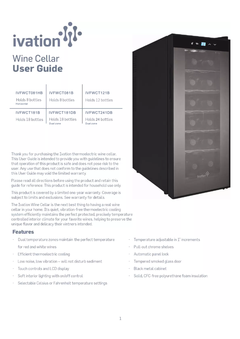 Page 1 de la notice Manuel utilisateur Ivation IVFWCT081HB