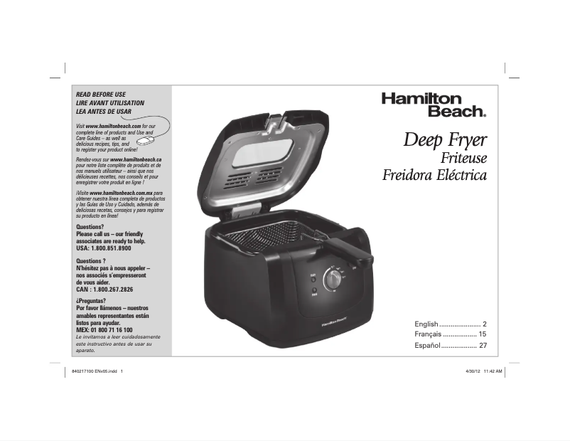 Page n°1 - Manuel utilisateur Hamilton Beach 35021