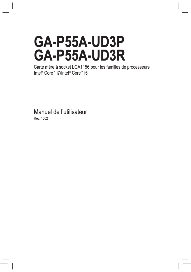 Image de la première page du manuel de l'appareil GA-P55A-UD3P