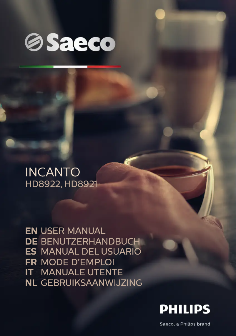 Page 1 of the manual User Manual Saeco Incanto HD8922