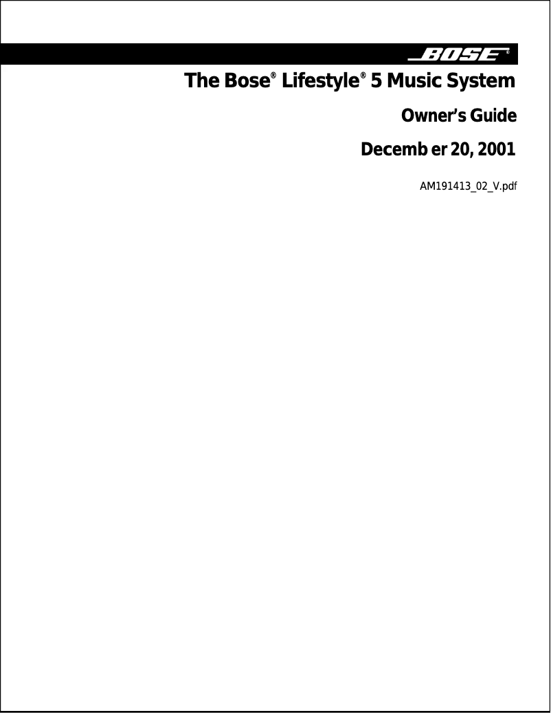 Page 1 de la notice Manuel utilisateur Bose Lifestyle 5 series II