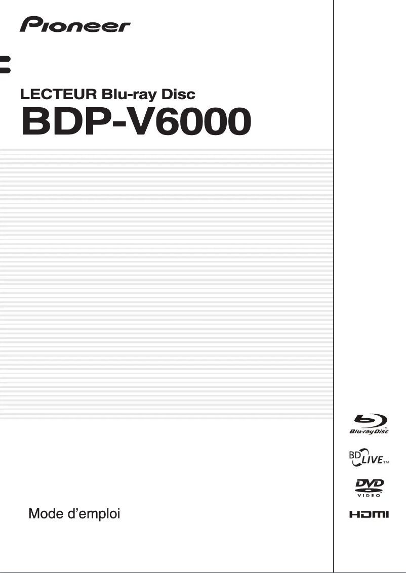 Image de la première page du manuel de l'appareil BDP-V6000