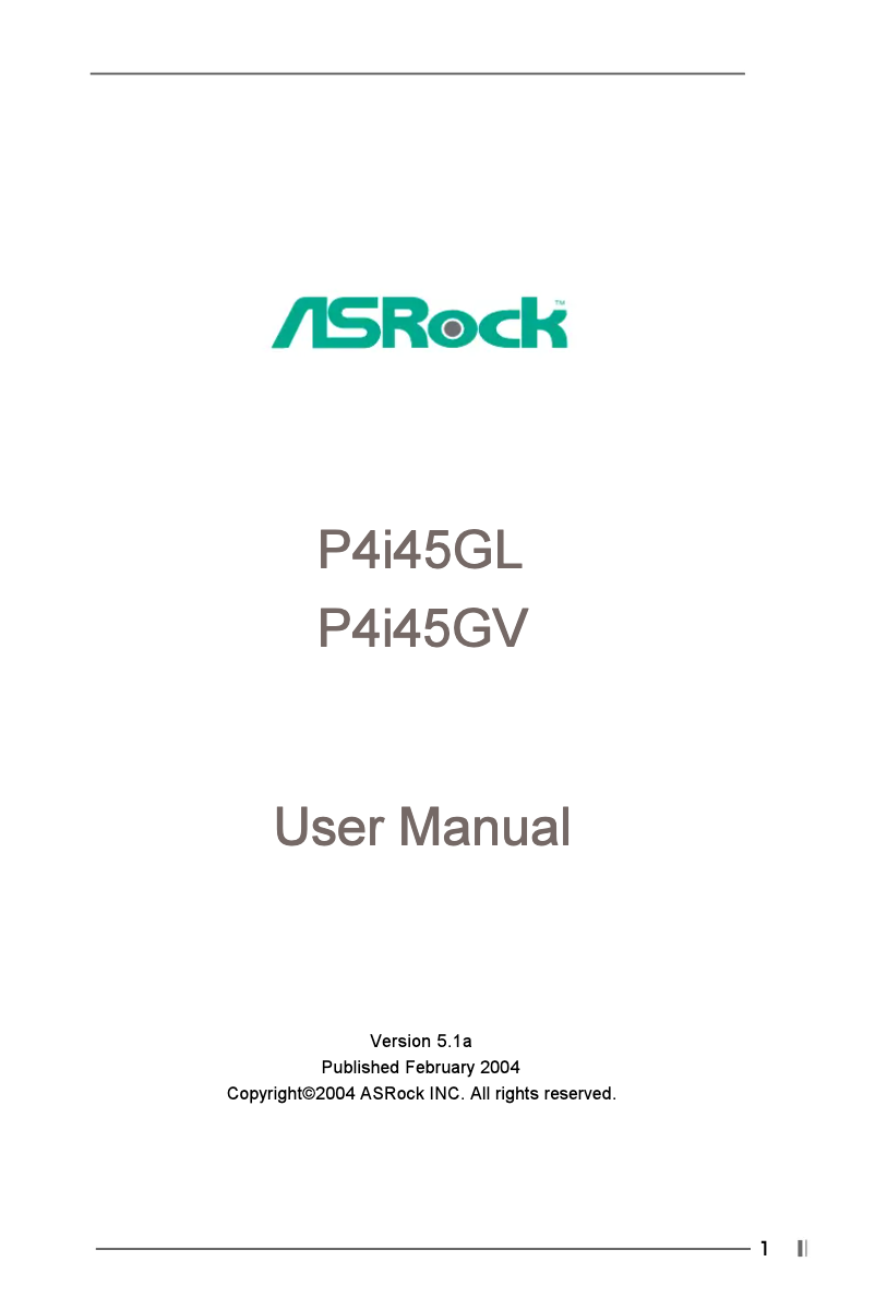 Image de la première page du manuel de l'appareil P4i45GV R5.0