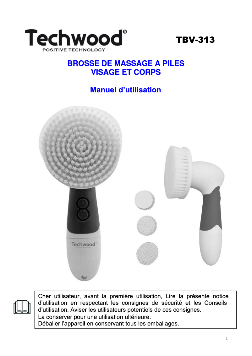 Page 1 de la notice Manuel utilisateur Techwood TBV-313