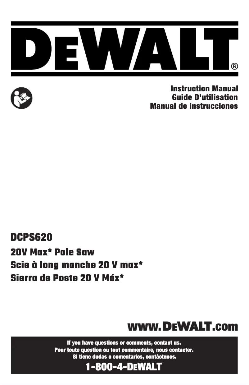 Page 1 de la notice Manuel utilisateur DeWalt DCPS620