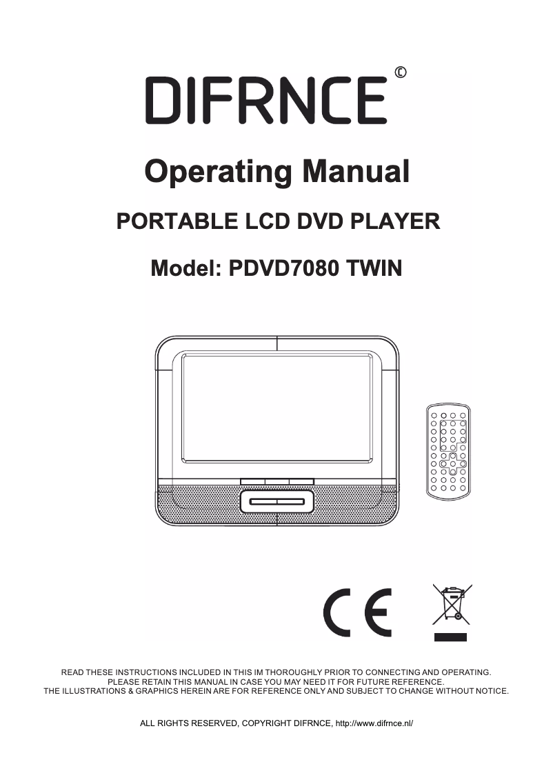 Page 1 de la notice Manuel utilisateur Difrnce PDVD7080 TWIN