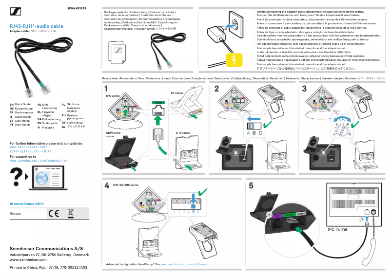 Page n°1 - Manuel utilisateur Sennheiser RJ45-RJ11