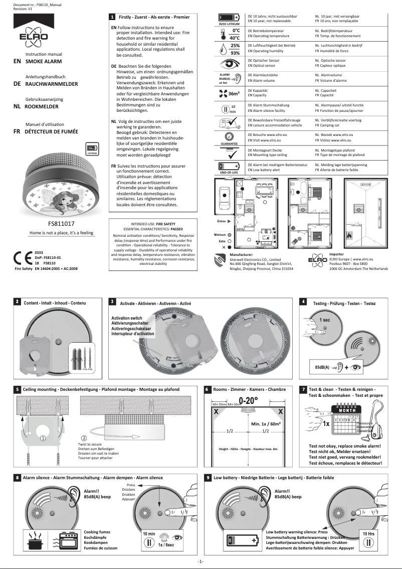 Page n°1 - Manuel utilisateur Elro FS811017