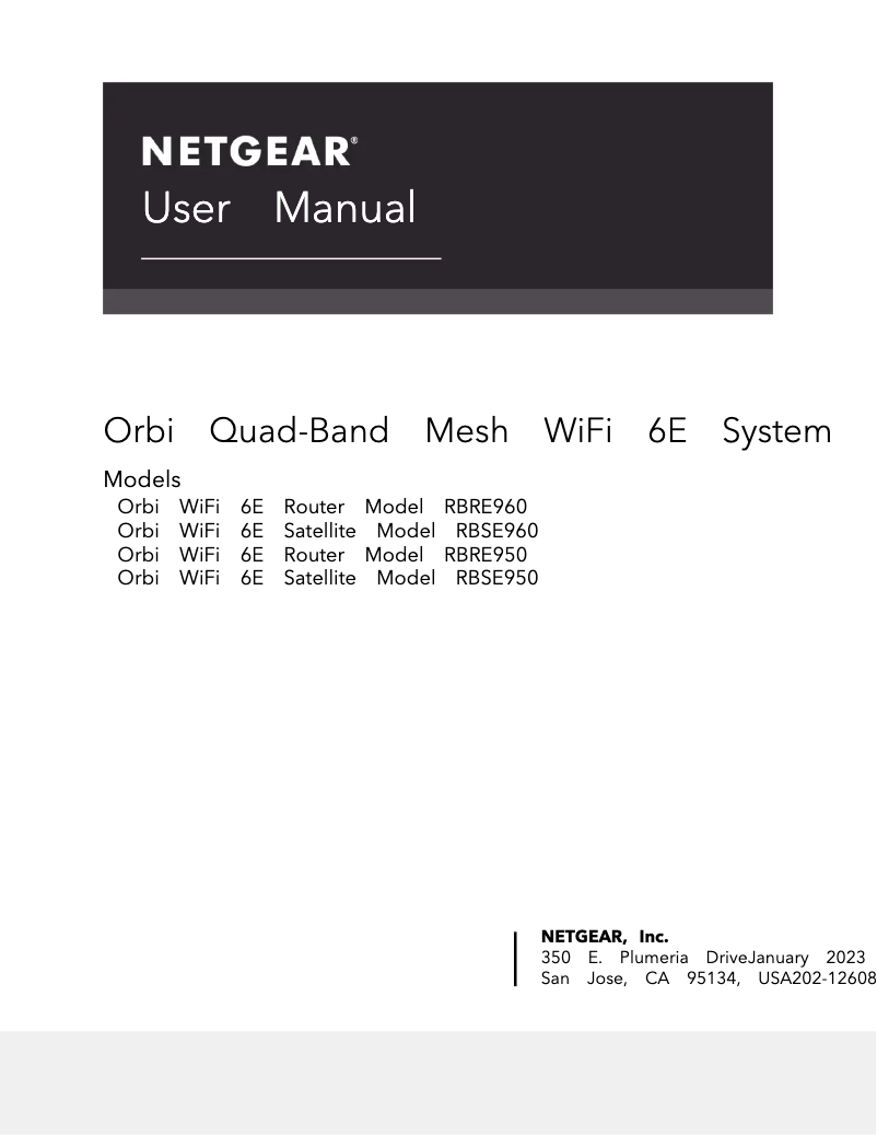 Page n°1 - Manuel utilisateur Netgear Orbi RBSE960