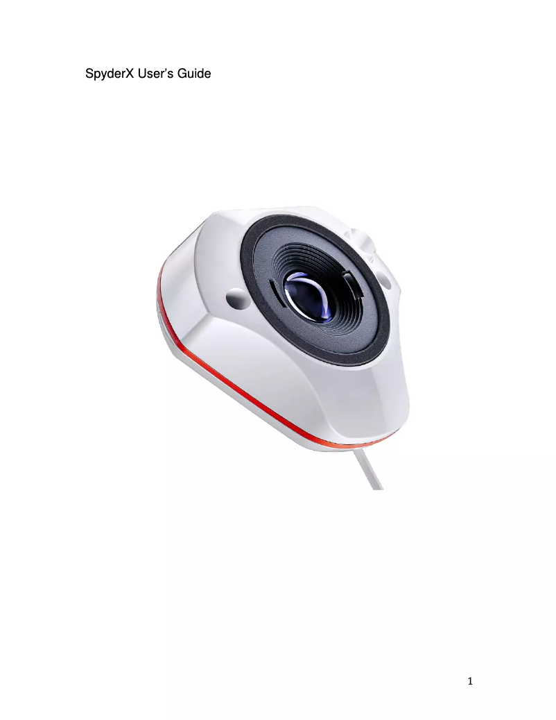 Image de la première page du manuel de l'appareil SpyderX Studio