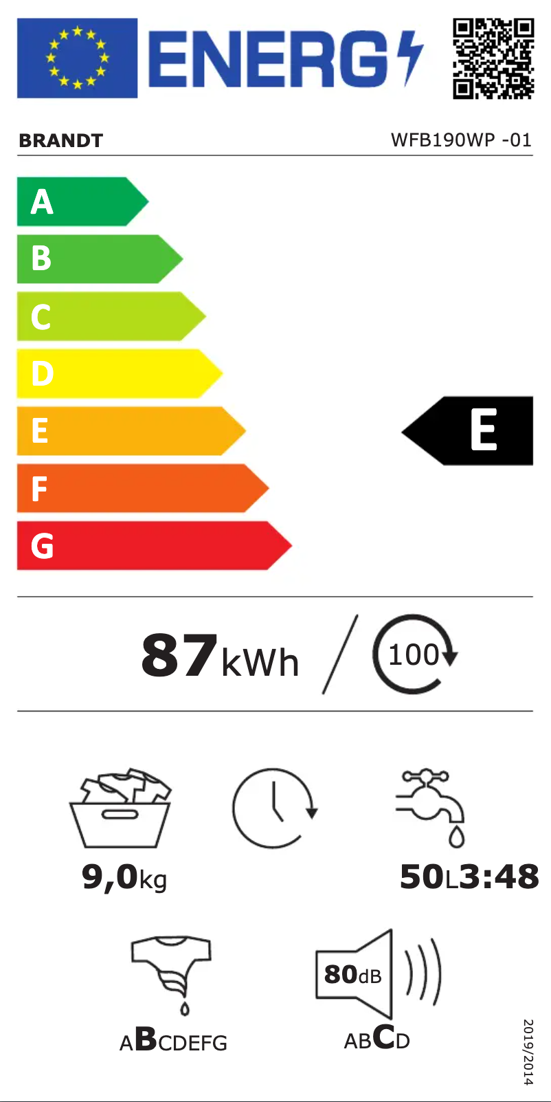 Página 1 del manual Manual de usuario Brandt WFB190WP