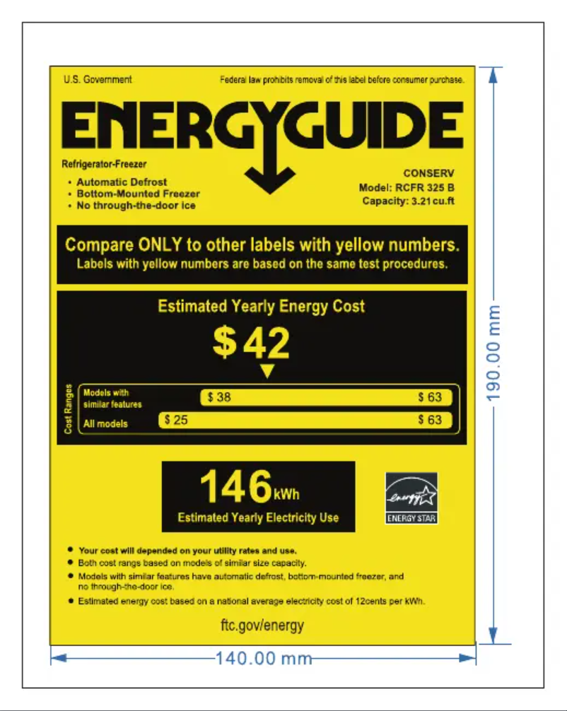 Page n°1 - Label énergétique Equator RCFR 325