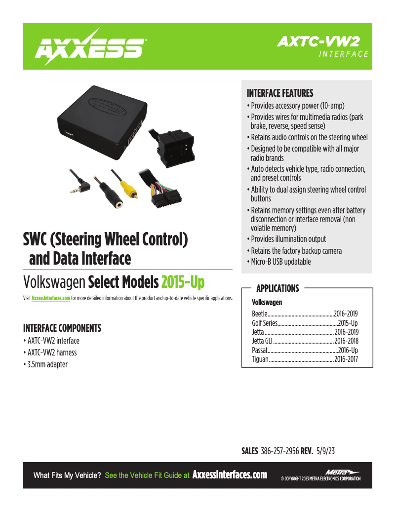 Página 1 del manual Ficha técnica AXESS AXTC-VW2