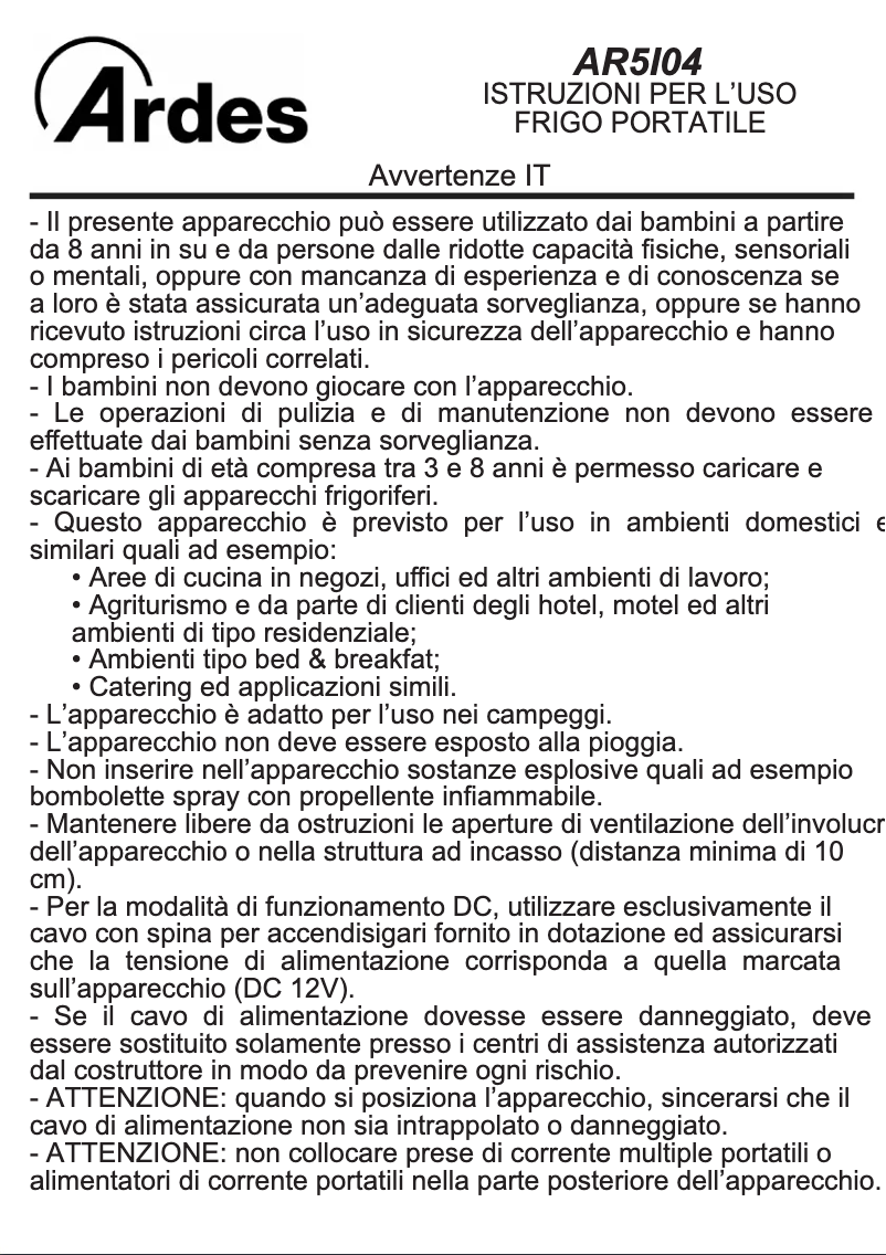 Página 1 del manual Manual de usuario Ardes AR5I04