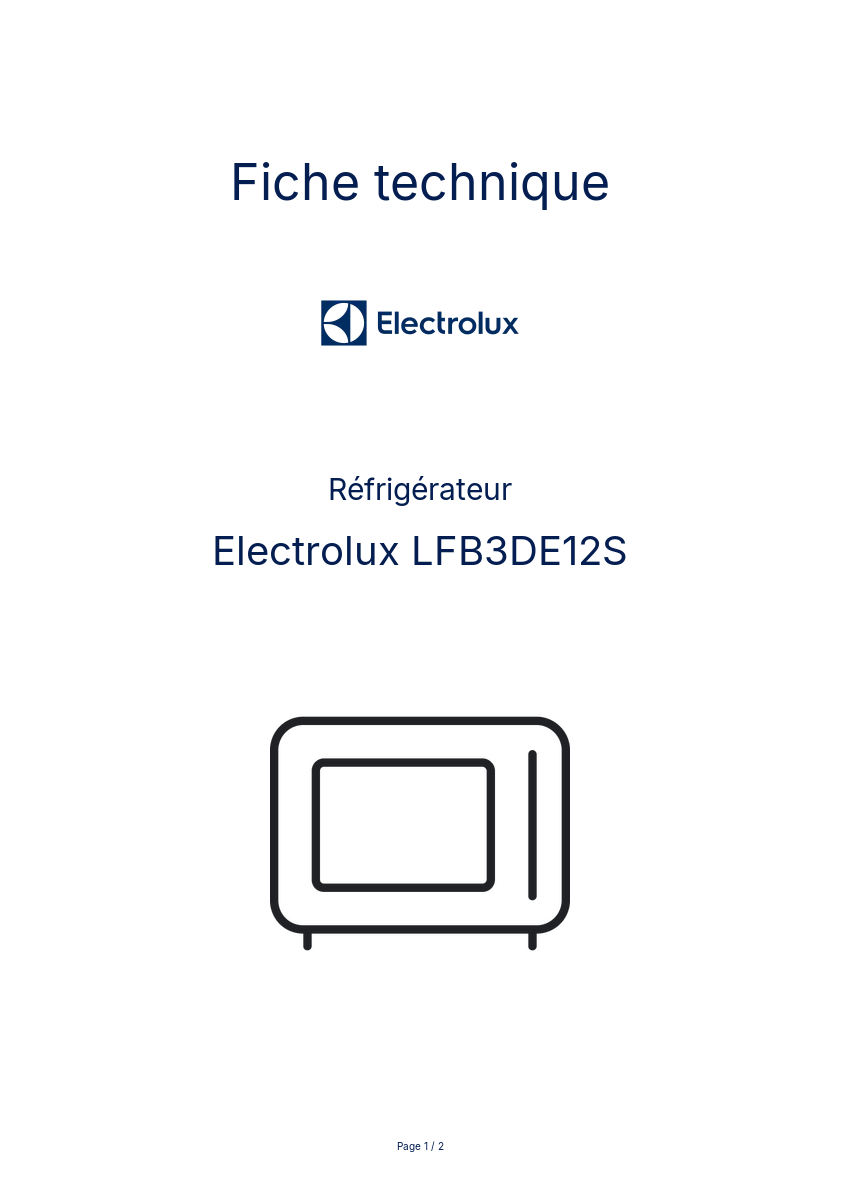 Page n°1 - Fiche technique Electrolux LFB3DE12S