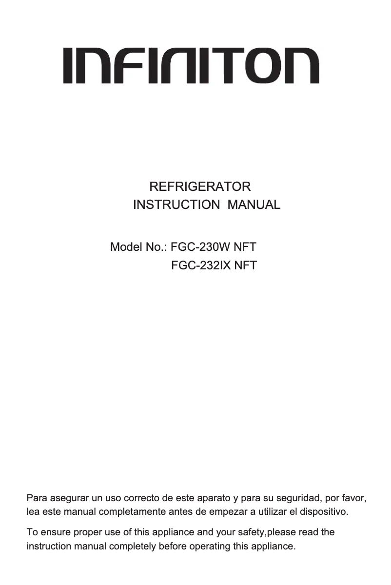 Page 1 de la notice Manuel utilisateur Infiniton FGC-232IX NFT
