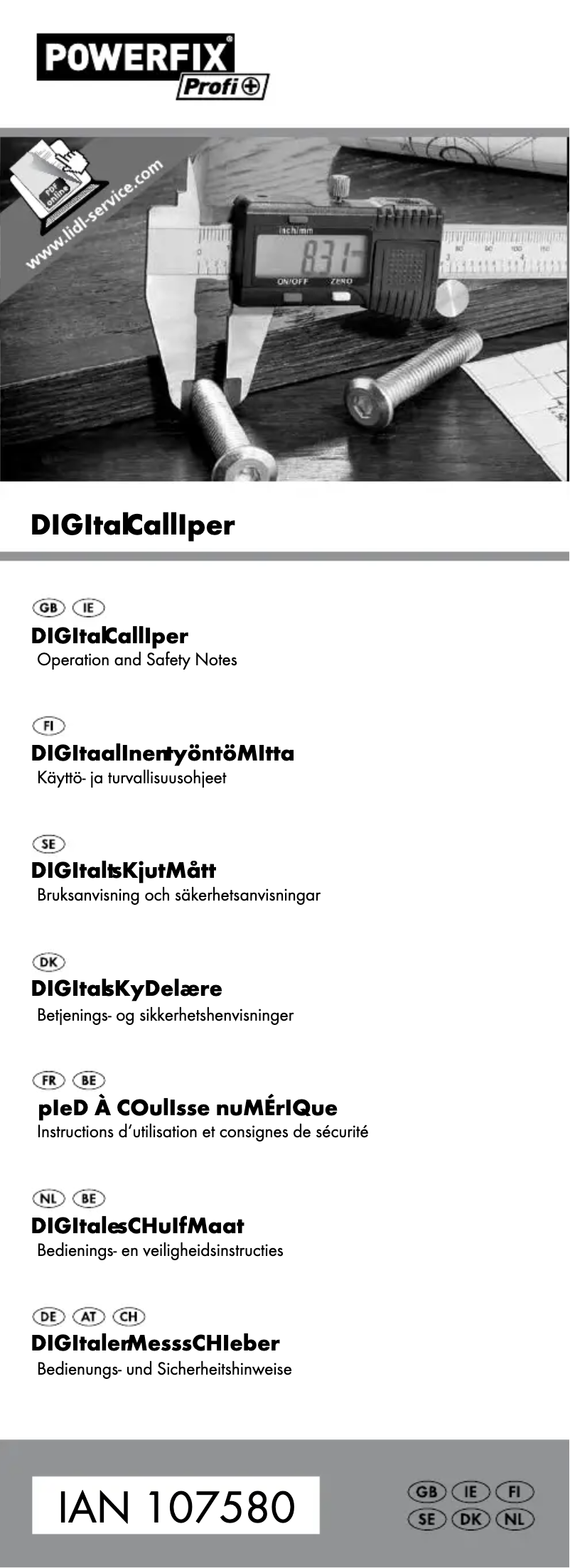 Page n°1 - Manuel utilisateur Powerfix IAN 107580