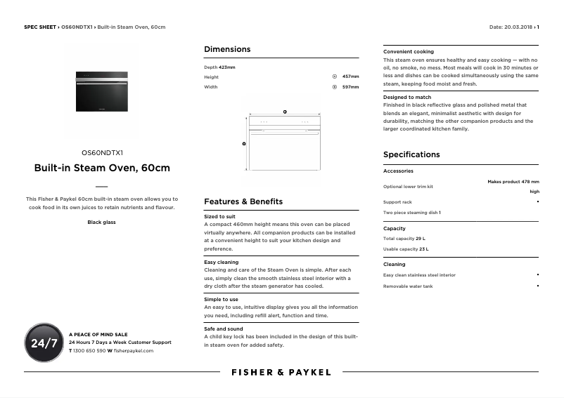 Page n°1 - Fiche technique Fisher & Paykel OS60NDTX1