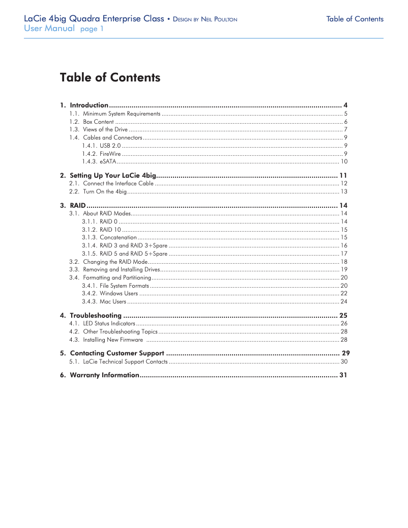 Page n°1 - Manuel utilisateur LaCie 4big Quadra Enterprise