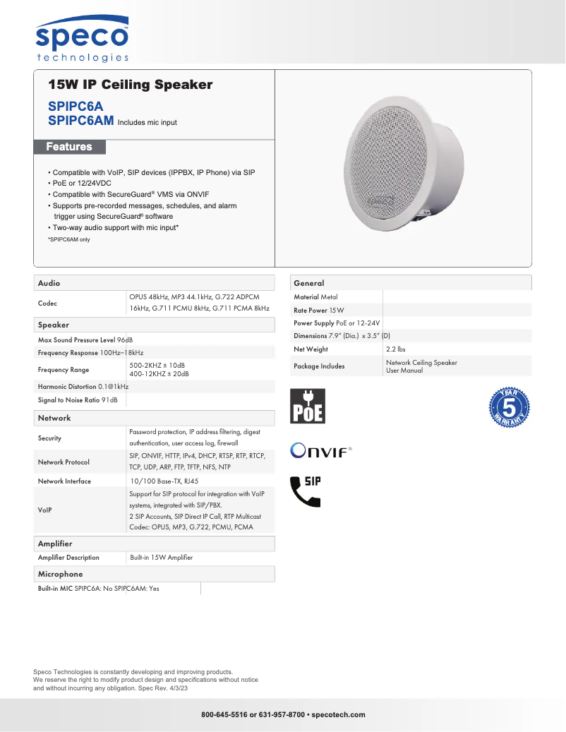 First page image of the manual for SPIPC6A