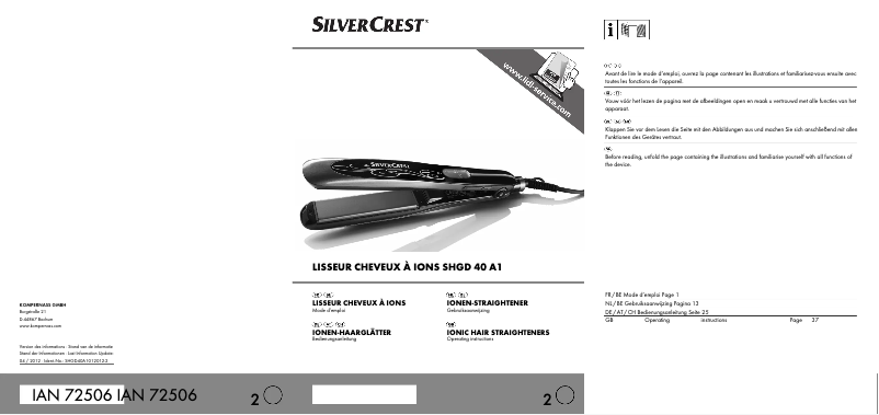 Page n°1 - Manuel utilisateur SilverCrest SHGD 40 A1