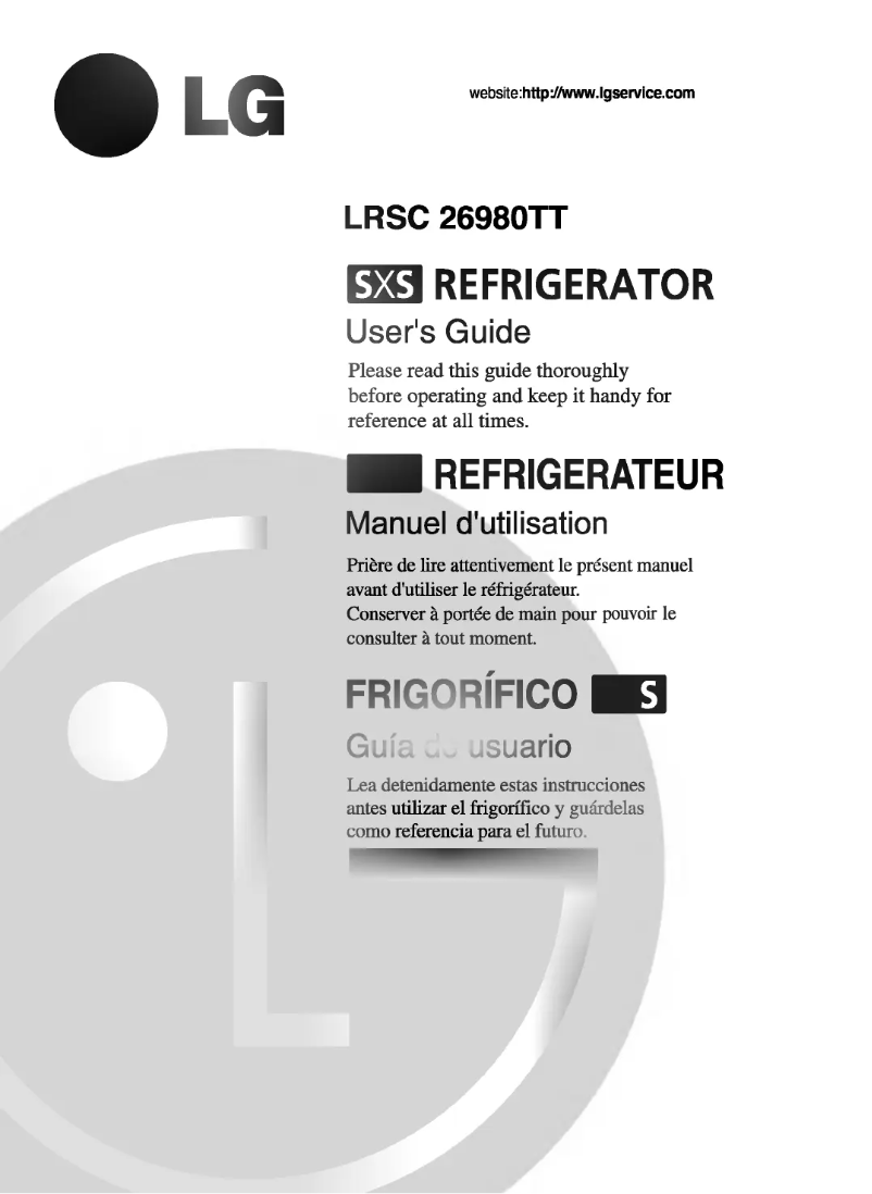 Page n°1 - Manuel utilisateur LG GR-G267ATBA