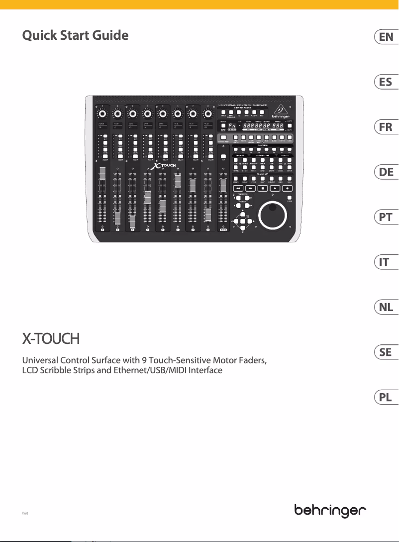 Page n°1 - Guide de démarrage rapide Behringer X-Touch