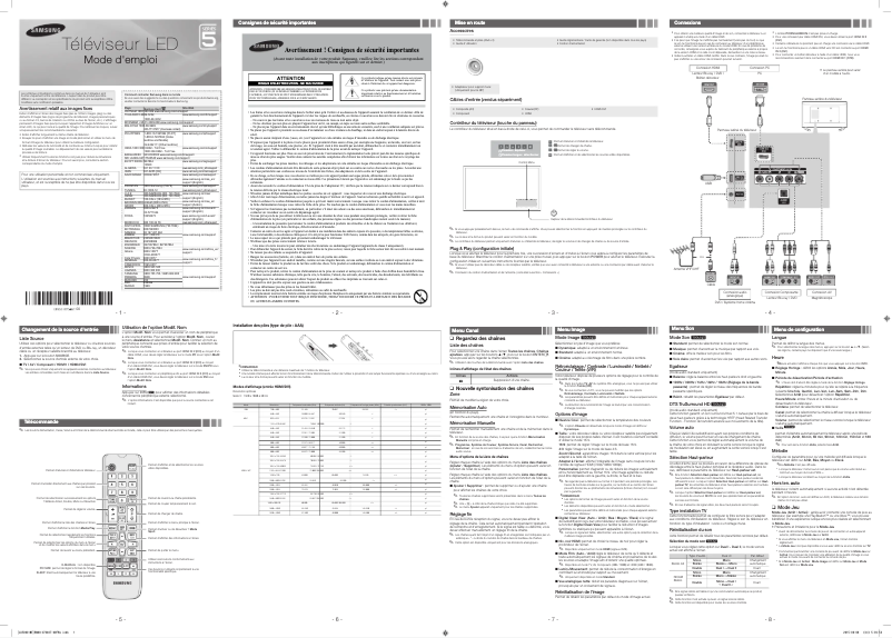 Page 1 de la notice Manuel utilisateur Samsung UA48J5000AR