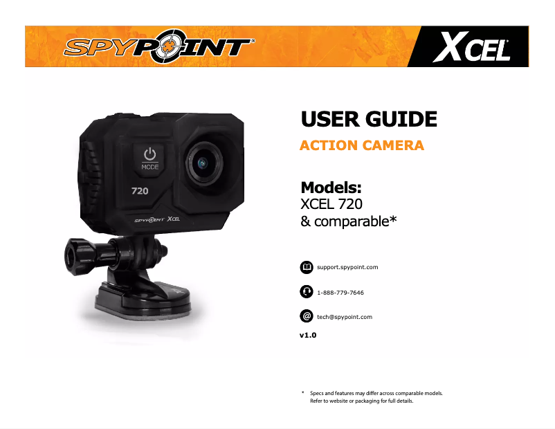 Page 1 de la notice Manuel utilisateur Spypoint XCEL 720