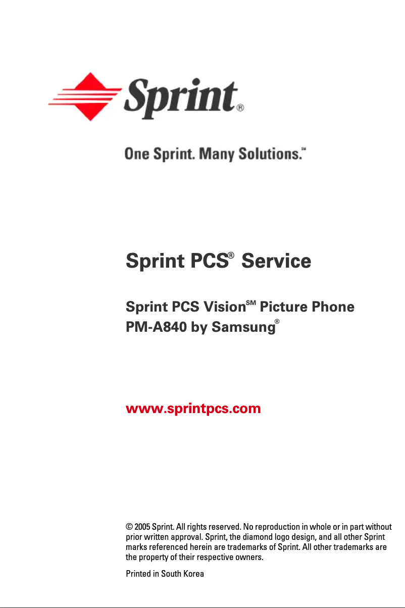 Image de la première page du manuel de l'appareil SPH-A840