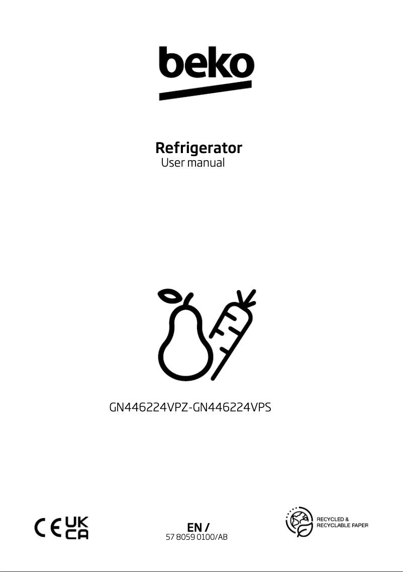 Page 1 de la notice Manuel utilisateur Beko GN446224VPZ