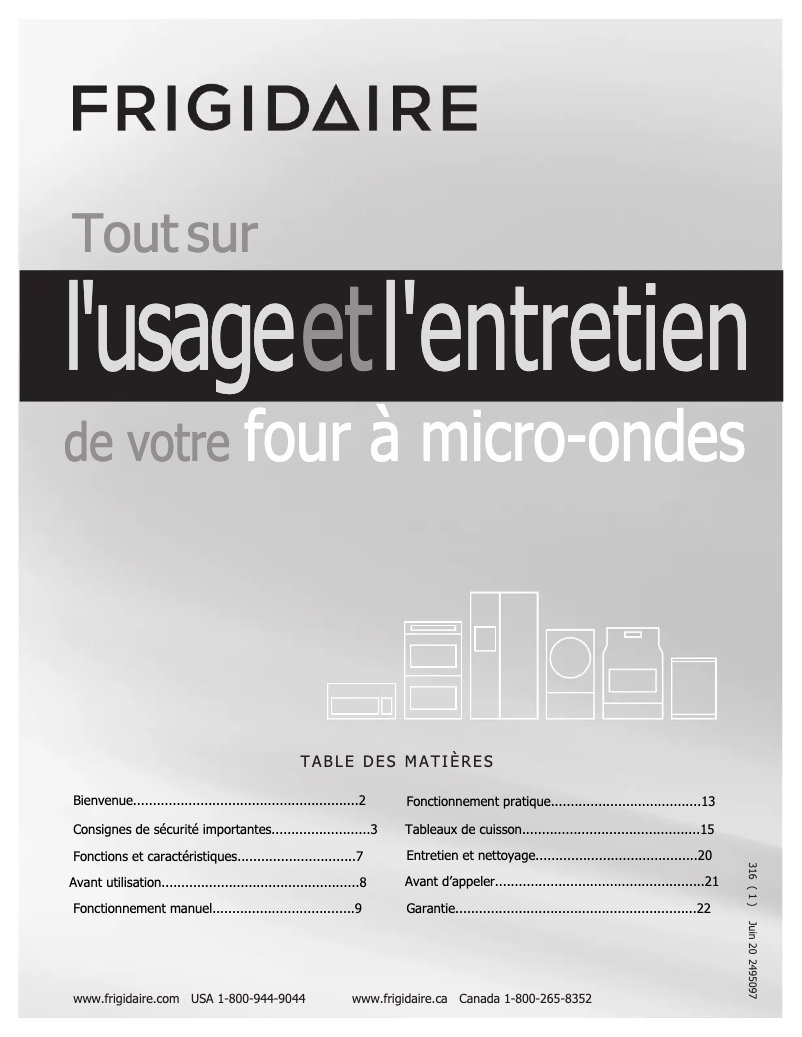 Page n°1 - Manuel utilisateur Frigidaire FFCM0934LW
