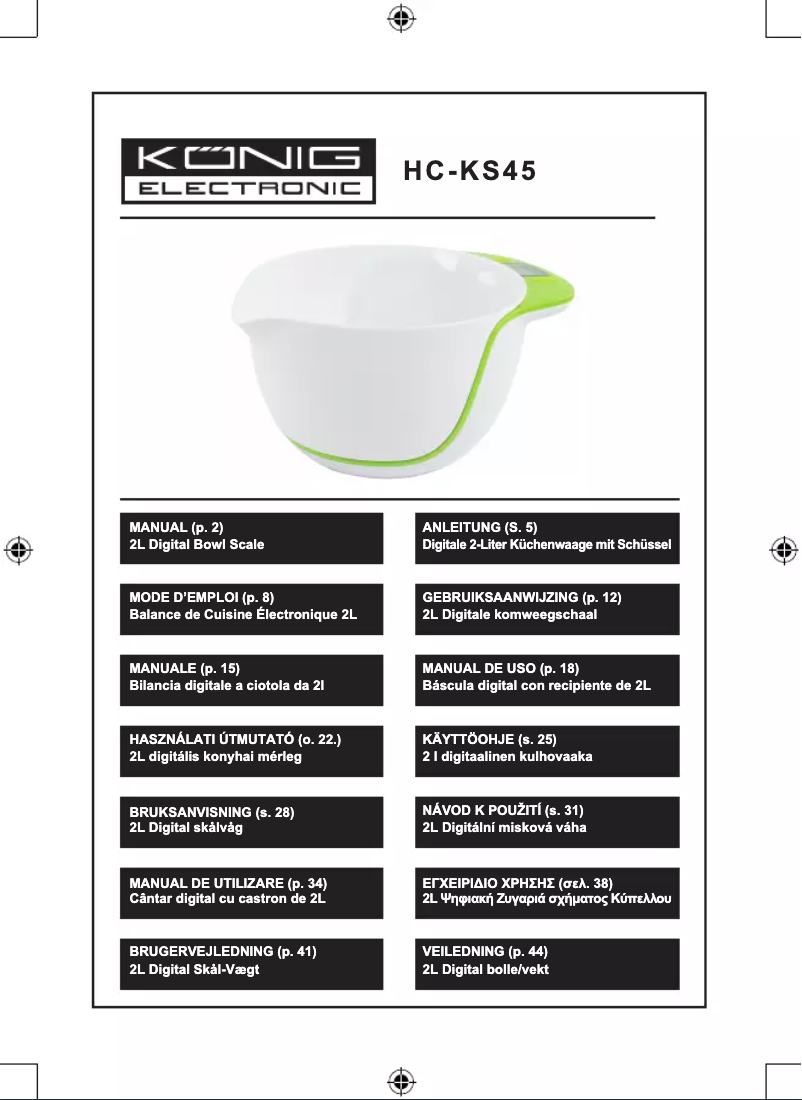 Page 1 de la notice Manuel utilisateur Konig HC-KS45