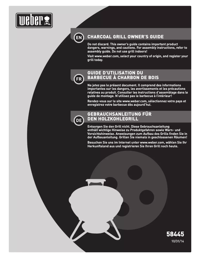 Page n°1 - Manuel utilisateur Weber Smokey Joe Gold