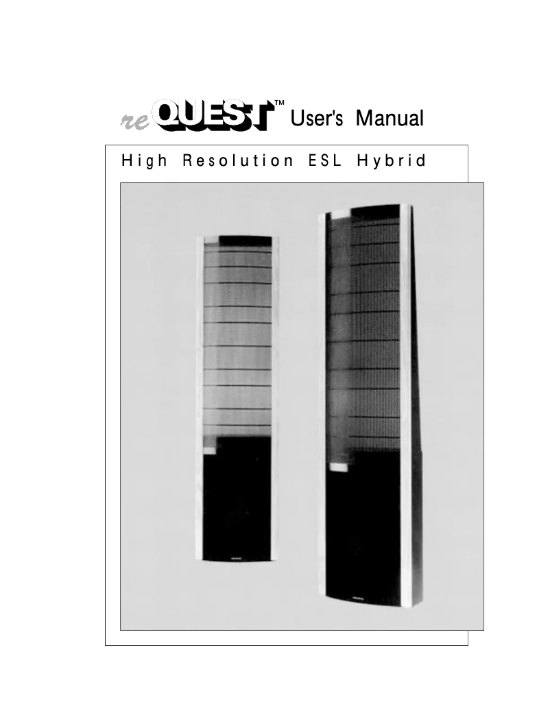 Page n°1 - Manuel utilisateur Martin Logan reQuest