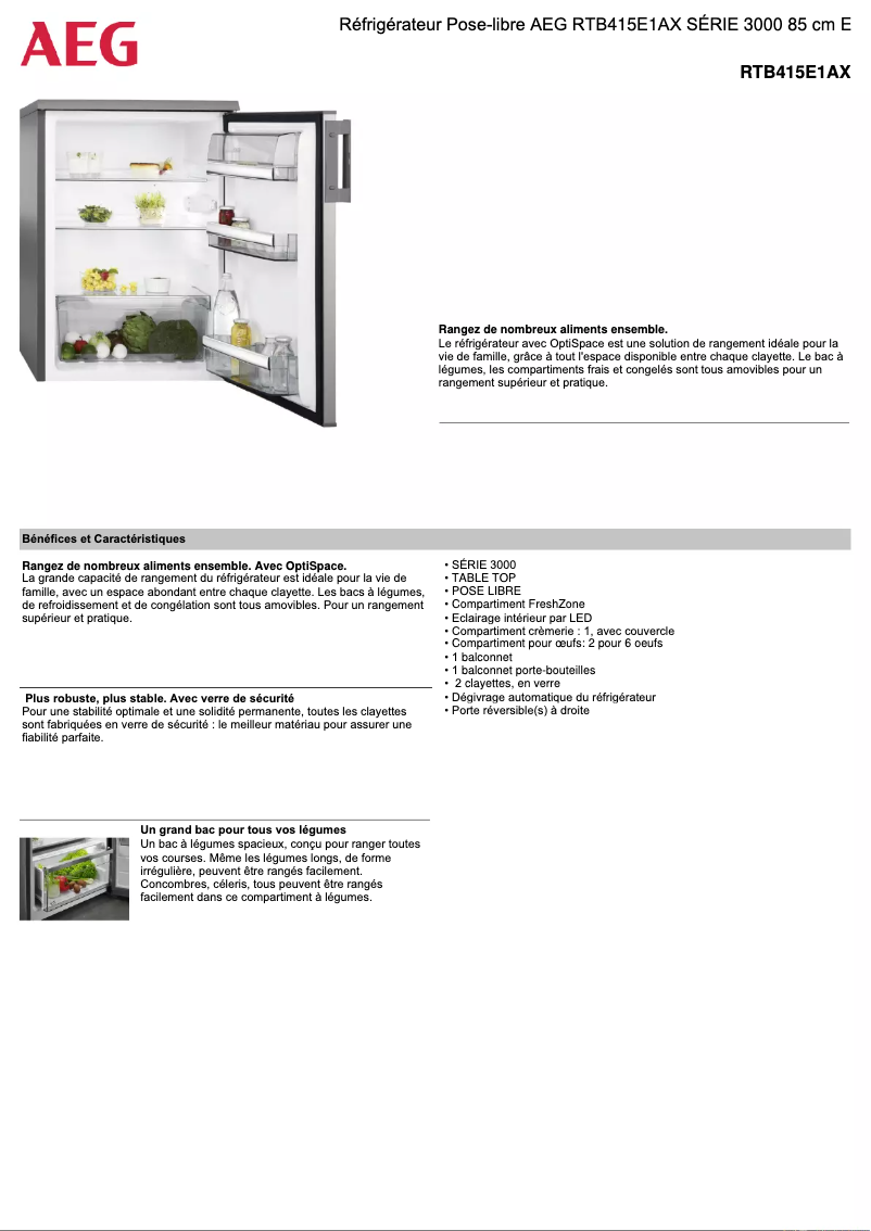 Image de la première page du manuel de l'appareil RTB415E1AX