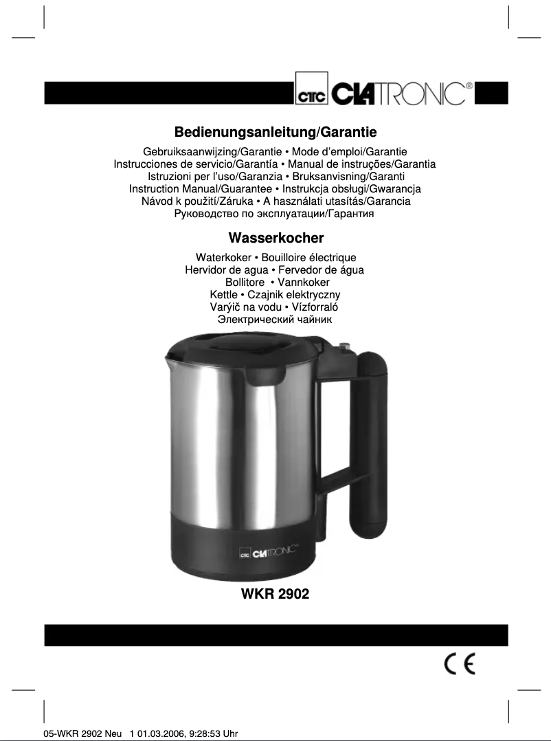 Page 1 de la notice Manuel utilisateur Clatronic WKR 2902