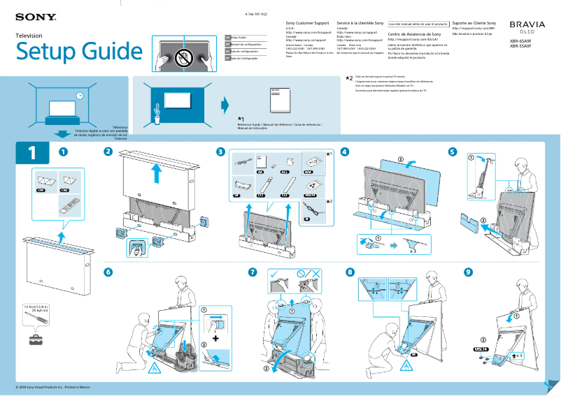 Página 1 del manual Guía de instalación Sony Bravia Oled XBR-55A9F