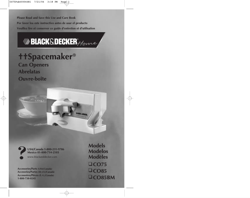 Page n°1 - Manuel utilisateur Black & Decker Spacemaker CO75