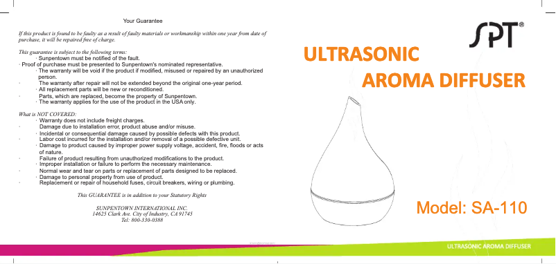 Page n°1 - Manuel utilisateur SPT SA-110