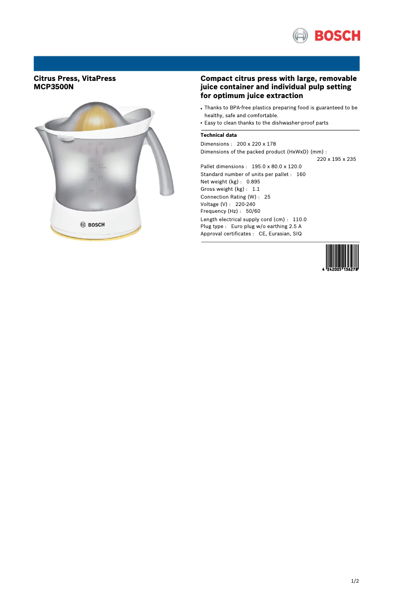 Image de la première page du manuel de l'appareil MCP3500N