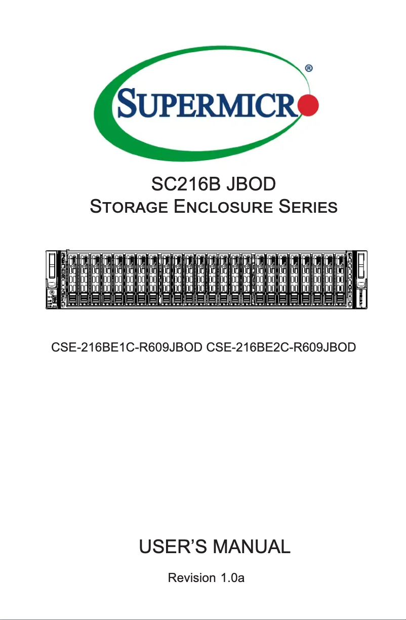 Image de la première page du manuel de l'appareil CSE-216BE1C-R609JBOD