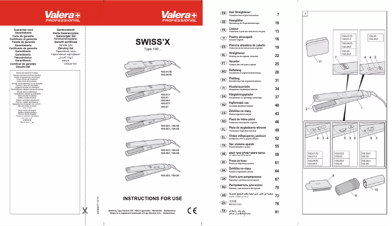 Page n°1 - Manuel utilisateur Valera Swiss'X Digital Ionic