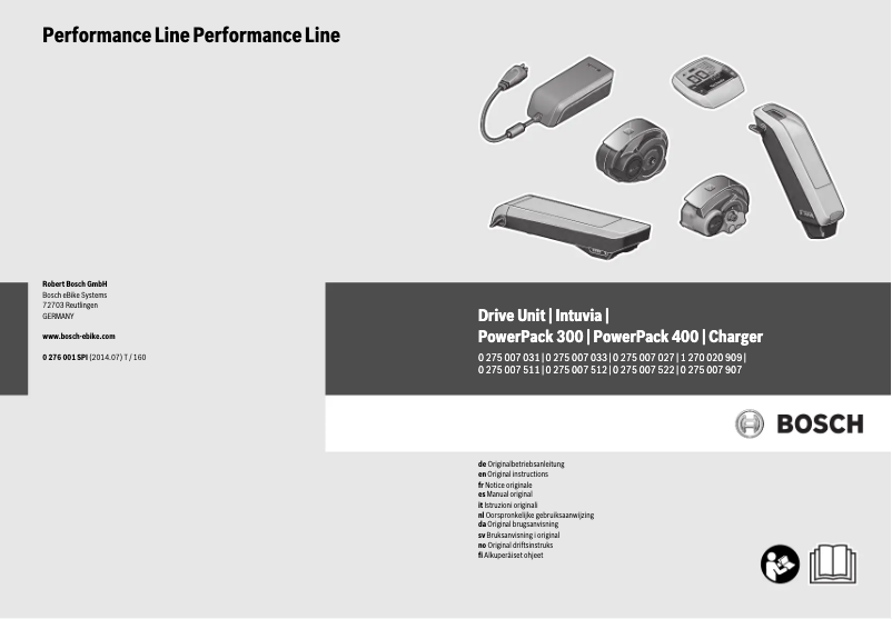 Page 1 de la notice Manuel utilisateur Bosch Drive Unit Performance Line